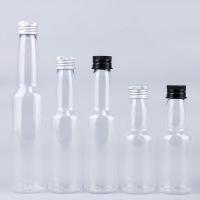 Venda Quente 50 ml de plástico PET transparente redondo garrafa de bebidas alcoólicas com tampa de alumínio