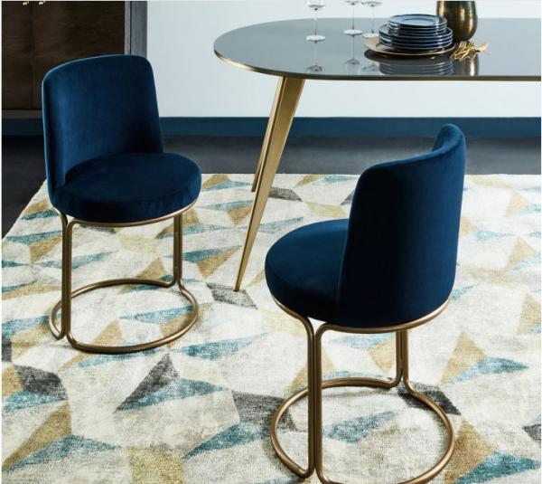 Unique Round Stainless Steel Base Velvet Dining Chair Golden chair for living room