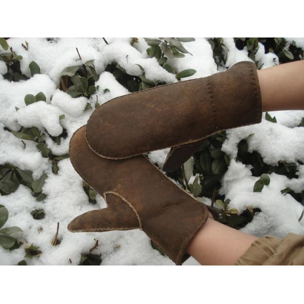 Fashion Fur skin double face mitten sheepskin gloves leather gloves for women