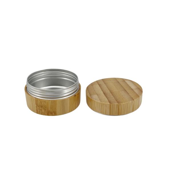 Aluminum Luxury Cosmetic Jar Cylindrical Body Lotion Container With Bamboo Casings