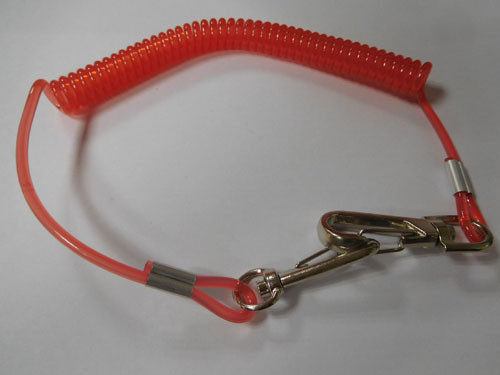 Chrismas red hot selling PU spring string coil lanyard tether w/min trigger hooks on 2ends