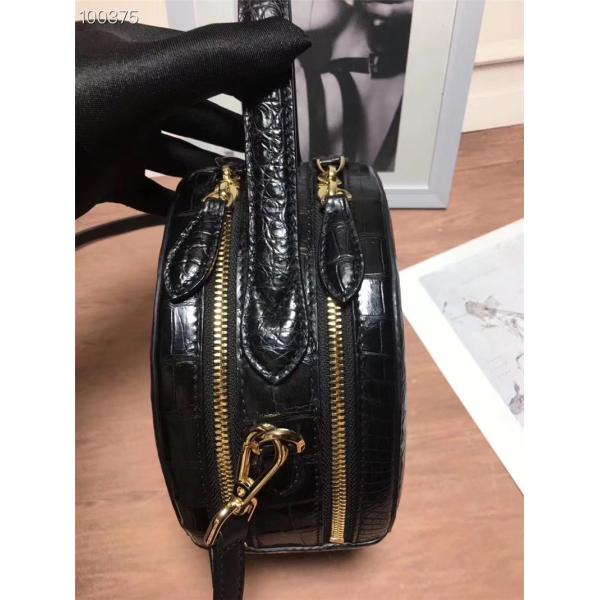 Authentic Crocodile Belly Skin Women Small Circular Purse Genuine Alligator Leather Lady Mini Handbag Cross Shoulder Bag