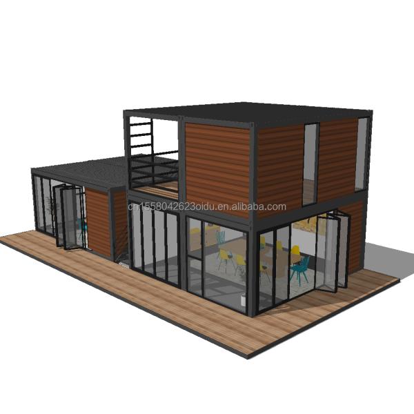 Casa prefabricada modular de madera de dos pisos para vivienda urbana o alquiler de vacaciones