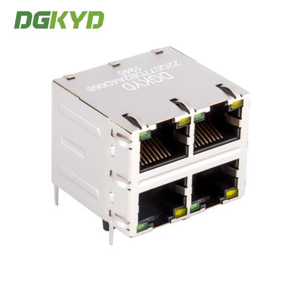 Shield 2X2 Double Deck 4 Port 1000M Cat6 RJ45 Modular Jack With Ethernet Filter DGKYD22Q077DB2A4D068