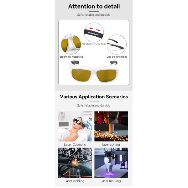 200-480nm 750-2000nm 10600 OD6 Laser Protective Goggles 450nm Fiber Nd YAG Laser Diode Machine Laser Blocking Glasses