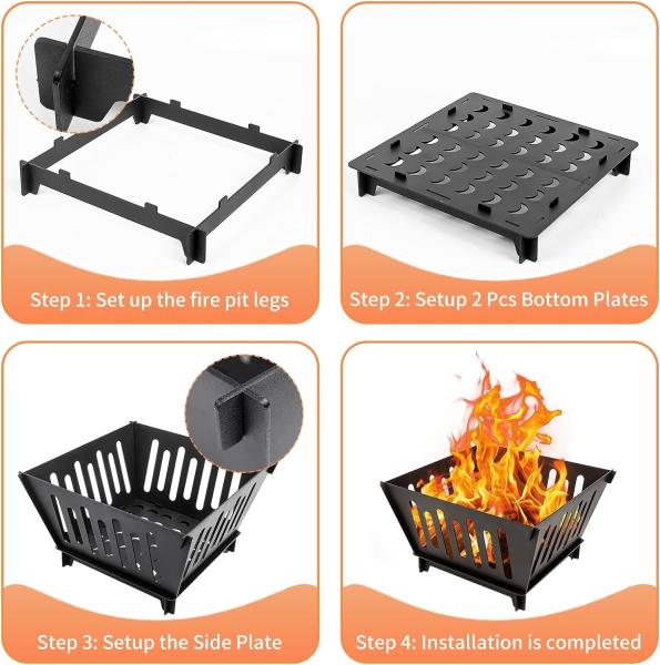 17 Portable Fire Pit,Outdoor Wood Burning Fire Pit BBQ Stove with Carrying Bag for Camping