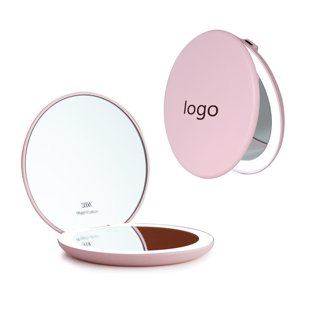Double Sided Magnifying LED Lighted Cosmetic Makeup Hand Mirror