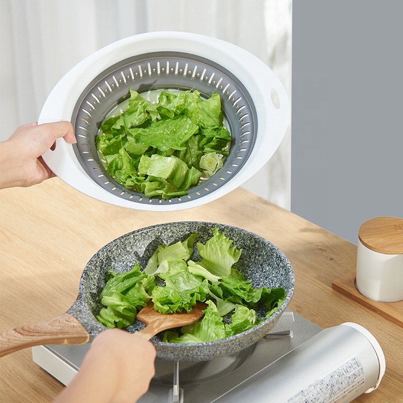 Large Kitchen Folding Drain Basket Round Square Plastic Fruit Basket with Telescopic Feature for Fruit and Vegetable Washing