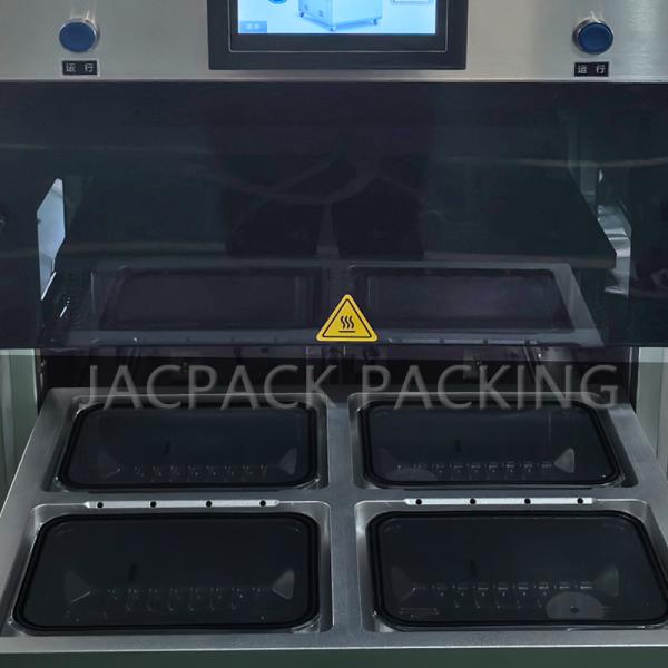 Vertical Plastic Tray Gas Flushing Sealing Machine With Nitrogen Filled For Meat Fruit Tray