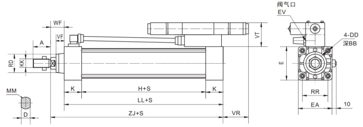 10A-5 Heavy Air Cylinder than SC cylinder more long service life