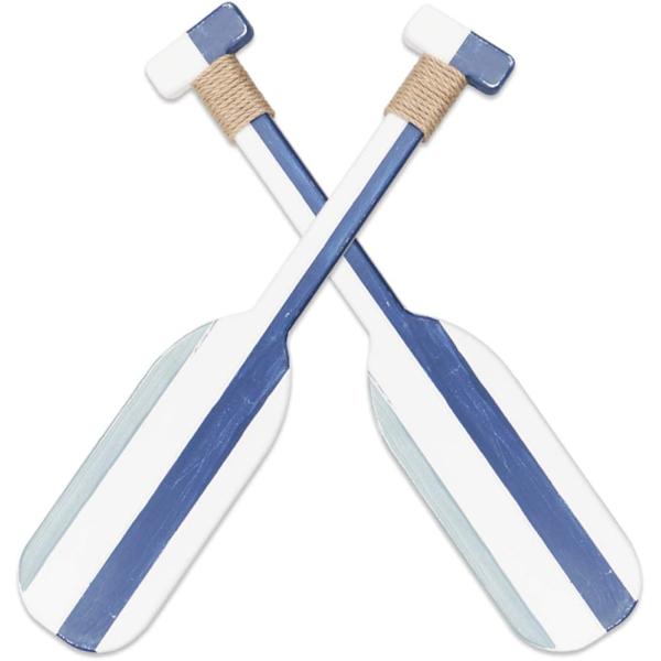 Decoración de remo náutico de madera doble personalizada con cuerda Paddles de remo náutico Decoración de pared Puerta colgante Ornamento de playa