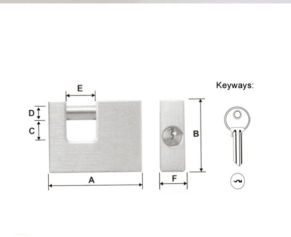 Rarlux Durable Key Operated 60-90mm High Security SOLID Brass Rectangular Shackle Padlock