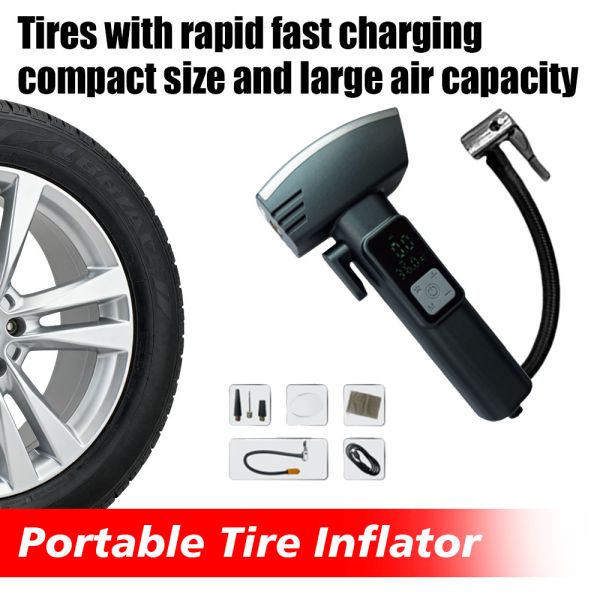 Outdoor Portable Tire Pump Mini Air Compressor Tire Inflator 150 PSI Digital Emergency Car Charger Jump Starter  