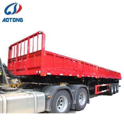 Truck Trailer Three Axle 80 Ton Side Wall Drop Deck Fence Stake Cargo Semi Trailer