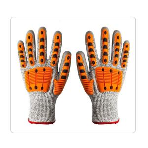Wood Working HPPE Cut Level 3 Impact Mechanics Gloves With Grey PU Dipping On