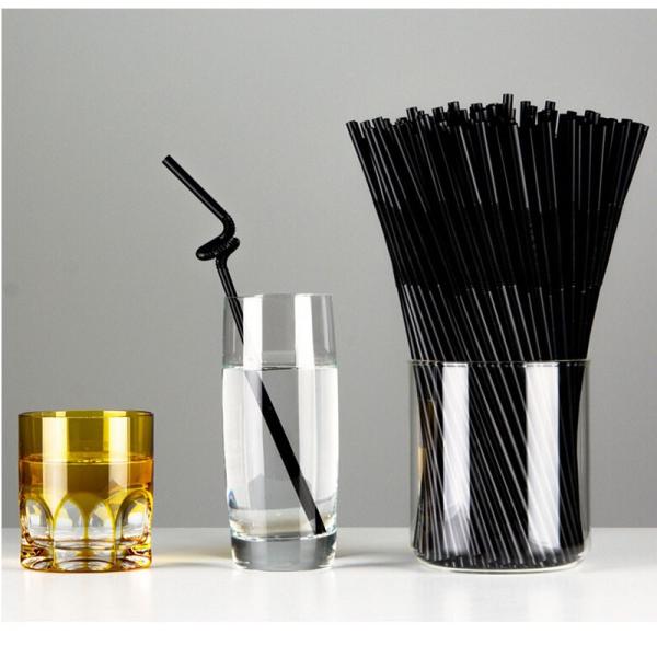 Colorful / Black Coffee Straws , Wedding Party Disposable Plastic Straws