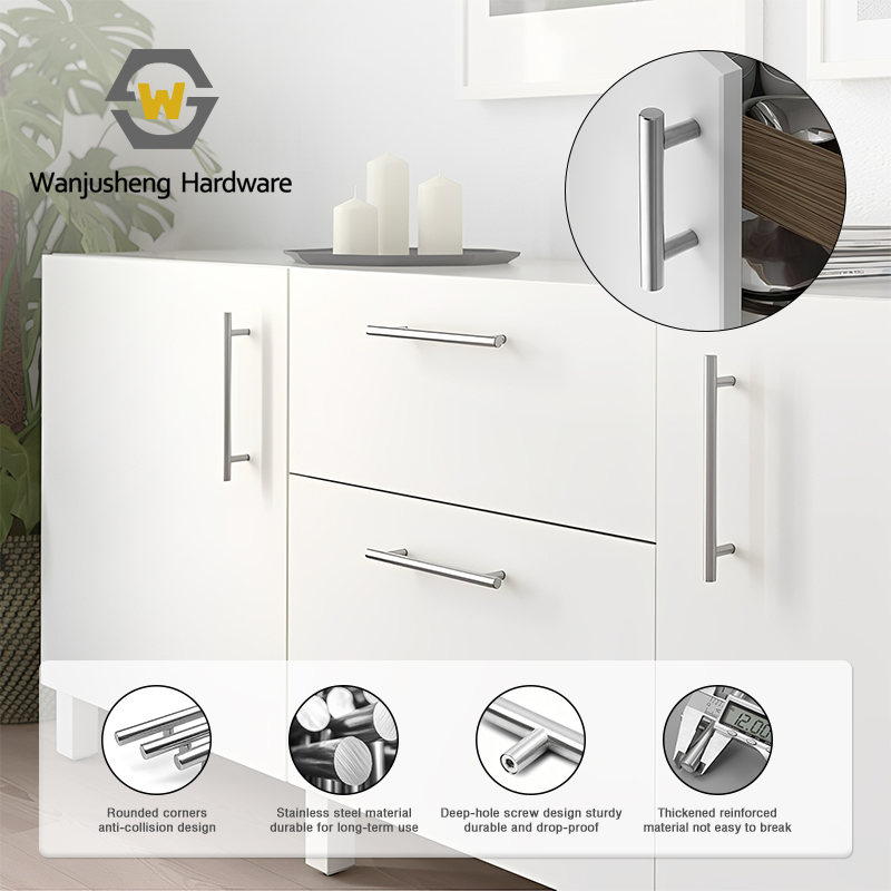 Modern Minimalist Stainless Steel T-shaped Handles for Bedroom Furniture Cabinet Doors and Drawers