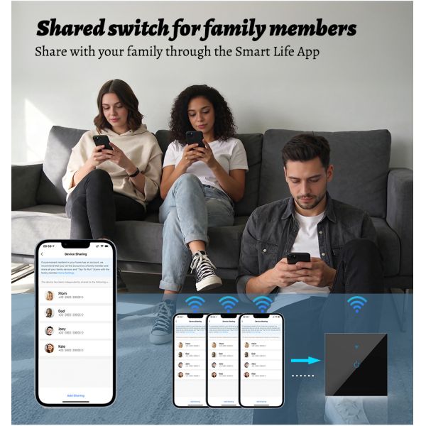 ODM Smart Lighting Control Alexa Touch Panel Wifi Switch No Neutral 86mm