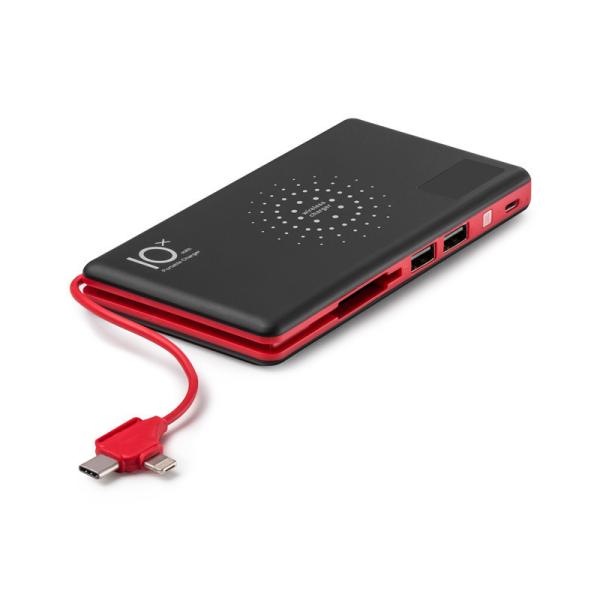 Colorful Fashionable QI Wireless Fast Charging Power Bank 10000mAh with LED Digital Power Display Built-in 3-IN-1 Cable