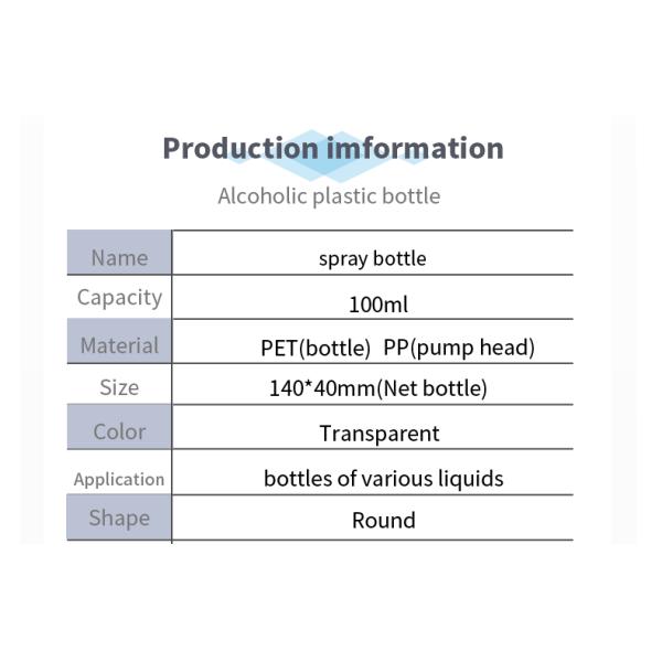 Transparent 18mm 100ML PET Spray Bottle With Nozzle 13g
