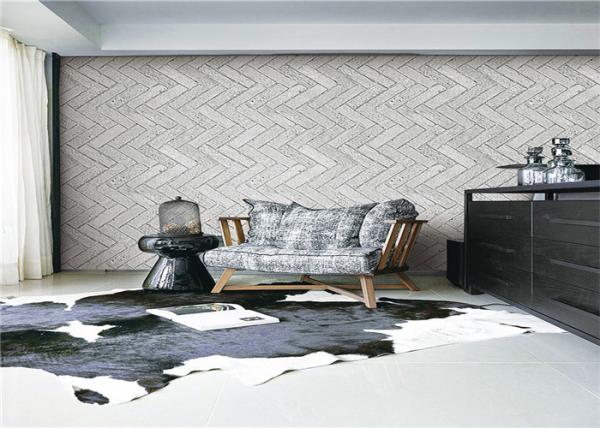 3D Grey Brick Effect Wall Covering Smoke Proof For Sitting Room , Modern Style
