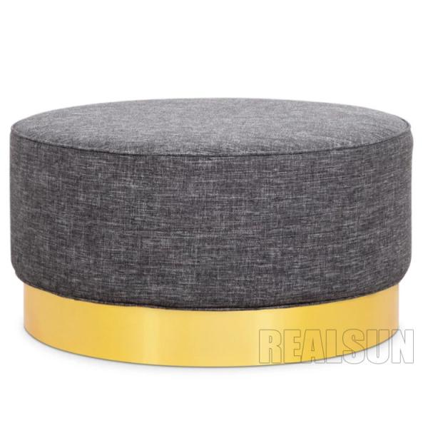 American Style Nisco Round Upholstered Ottoman With Fabric Cover And Memory Foam