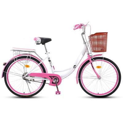 26 Inch Single Speed Ladies Bicycle With Light Carrier And Basket Light Weight