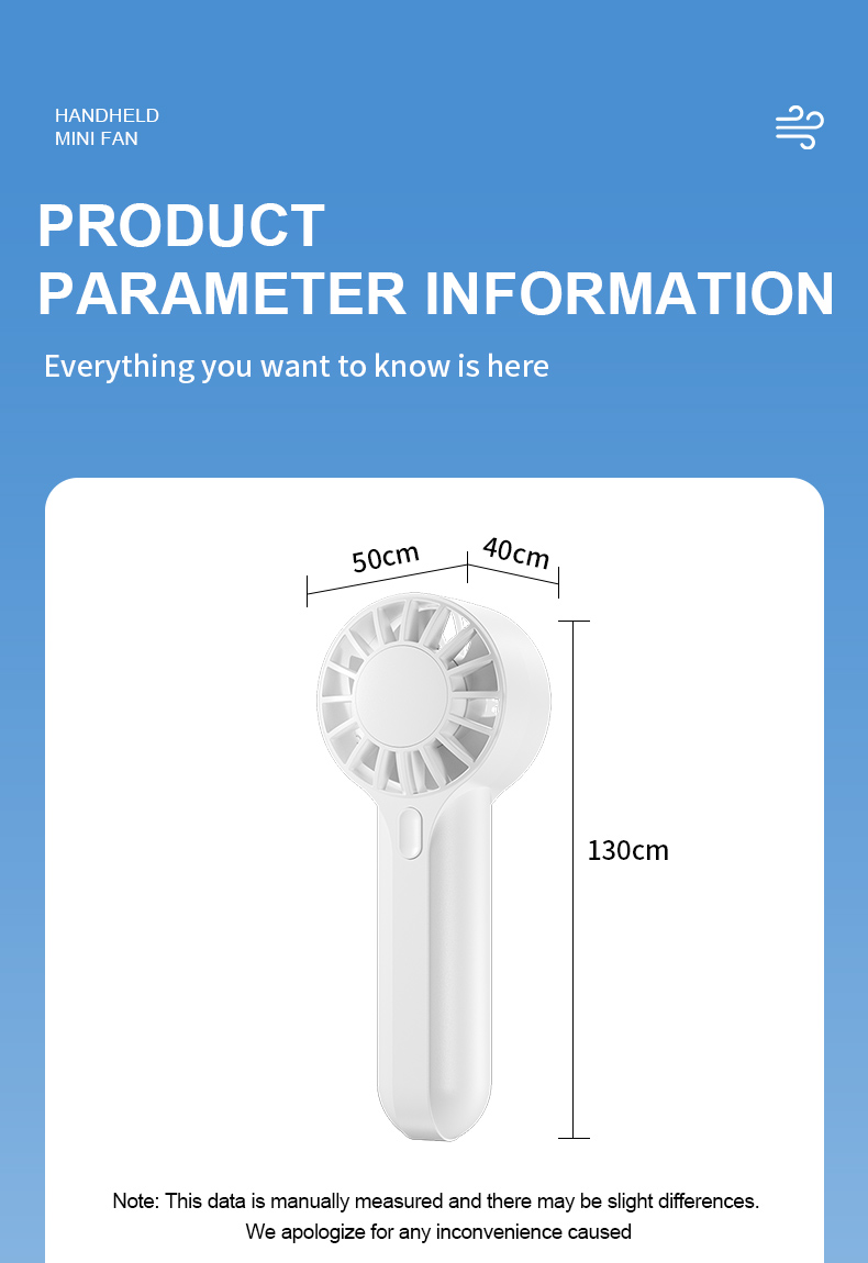 1200mAh Safe Lithium Batteries 3 Speeds Hand Portable Mini Small Handheld Fan With Rechargeable Battery Personal Fan