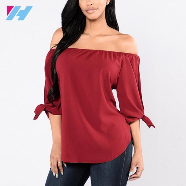 Long Sleeve Lady Woman Casual Latest Fashion Off Shoulder Blouse Tops Designs