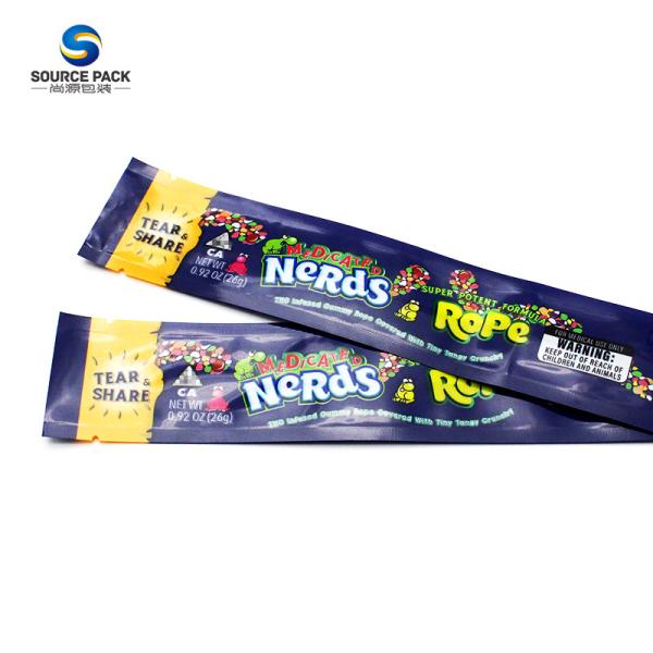 Gummy Candy Mylar Bag Three Side Sealed Zipper Custom Printed Glossy Packing