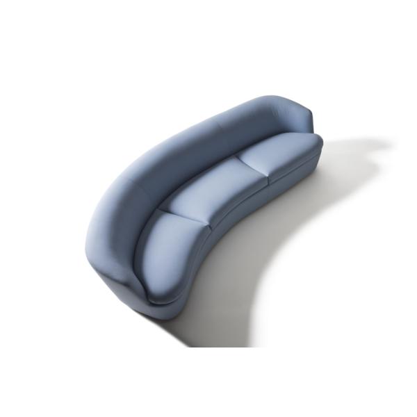 Living Room Curved Leather Sofa 3 Seats Metal Legs Cuatom With High Density Foam