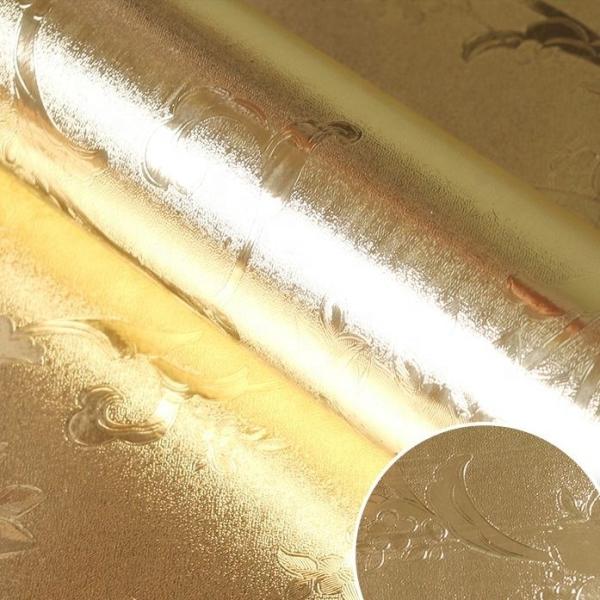 High Glossy Gold Embossed Contact Paper Kitchen Wall Stickers Drawer Liner Sticker