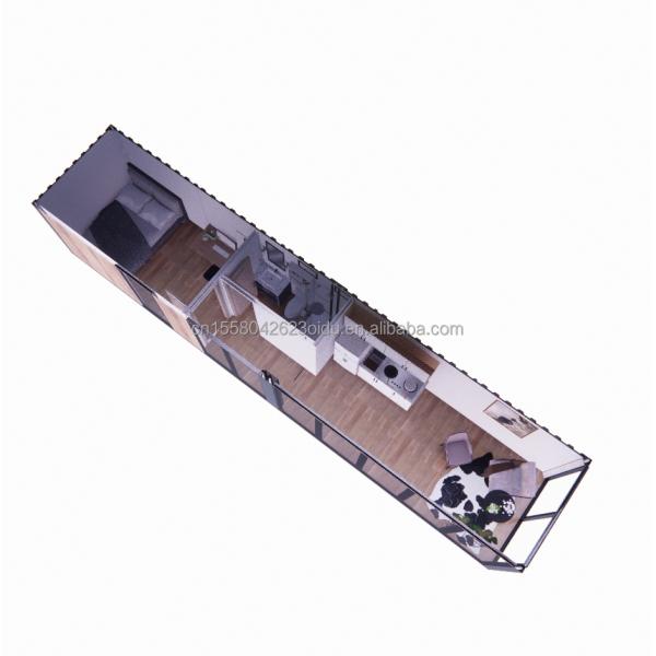 Alojamiento en hoteles de complejo hecho de tubos cuadrados de acero galvanizado y materiales de madera modernos en envases planos