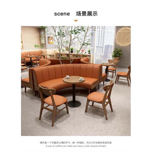 Foshan Factory Restaurant Table and Chairs Commercial Coffee Table With Chair Solid Wood Booth Sofa Seating for Restaurant
