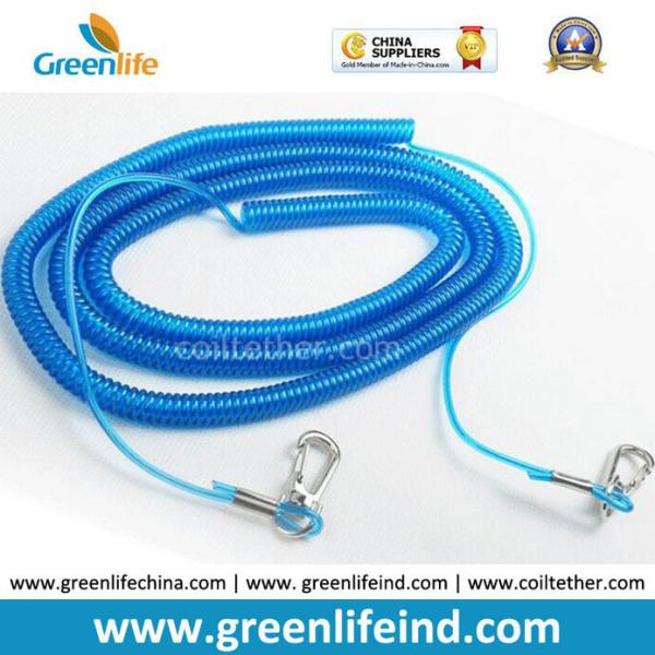 Gray Stainless Wire Reinforced Coil Lanyard W/Quick Release Buckles