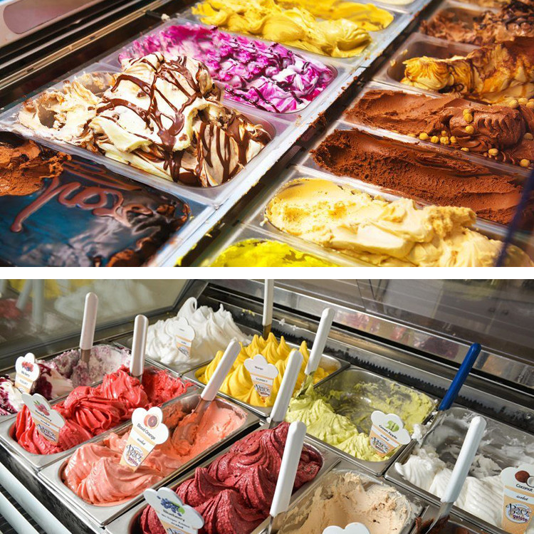 New Design 8 Trays Commercial  Ice Cream Gelato Display Freezer With Defrost System and Lighting