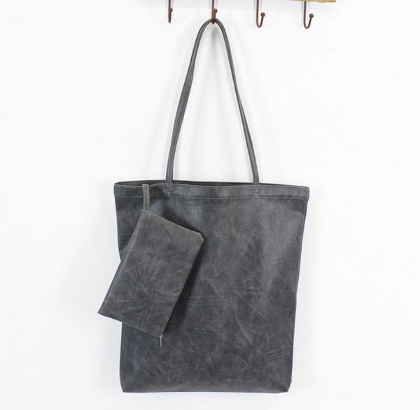 Korea retro minimalist literary fresh wild solid color PU shoulder bag shopping bag bag casual female picture
