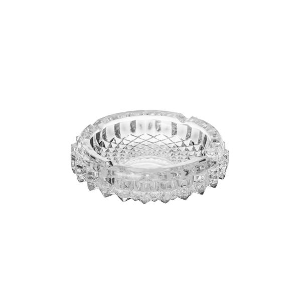 Diamond Pattern Round Glass Ashtray 100% Machine Made 4.5 Inch Diameter