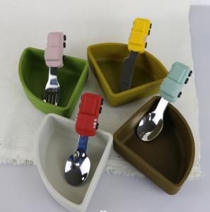 Forquilha de aço inoxidável personalizada da cor com o punho do silicone da