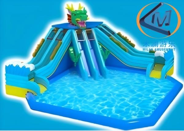 Outdoor Inflatable Water Park With Water Slide For Commercial