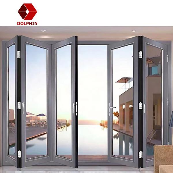 Portas Bifold de alumínio isoladas de alumínio exteriores do pátio da vitrificação de dobro da porta de dobramento da casa