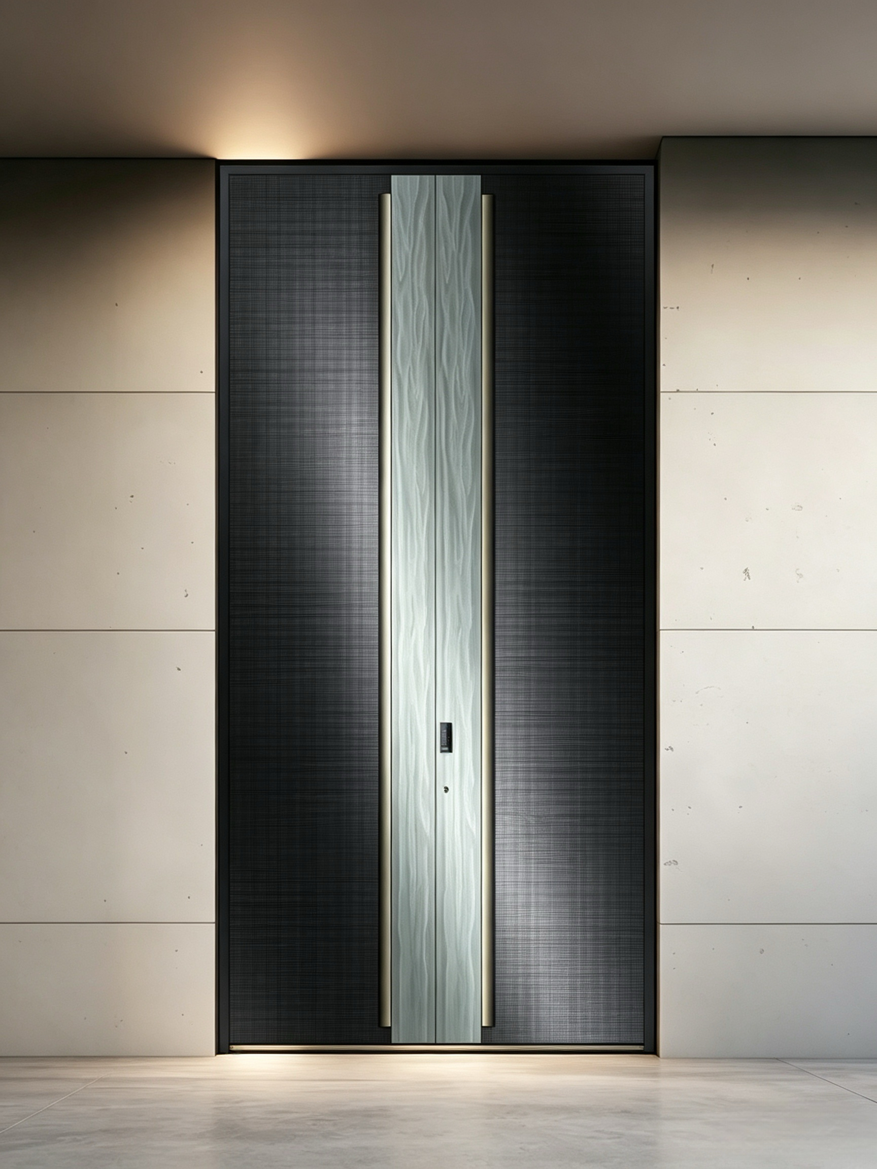Modern Minimalist T6-T5 Aviation-grade Aluminum Alloy Entrance Door with 304 Stainless Steel Hardware and Electric Switch/Remote Control