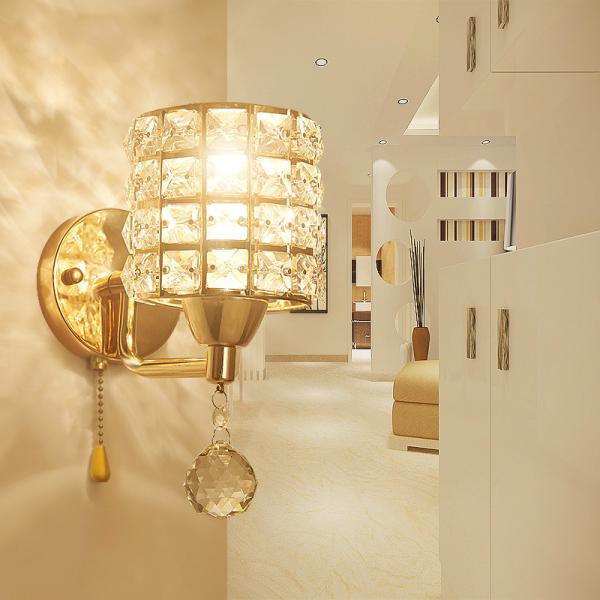 Pull Chain Switch Crystal Wall Lamp Modern Stainless Steel Crystal wall sconce （WH-OR-155）