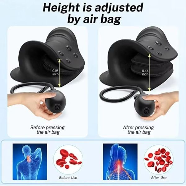 Airbag C-Shaped Cervical Massage Pillow with Heating and Multi-point Massage for Neck and Shoulder  Relief