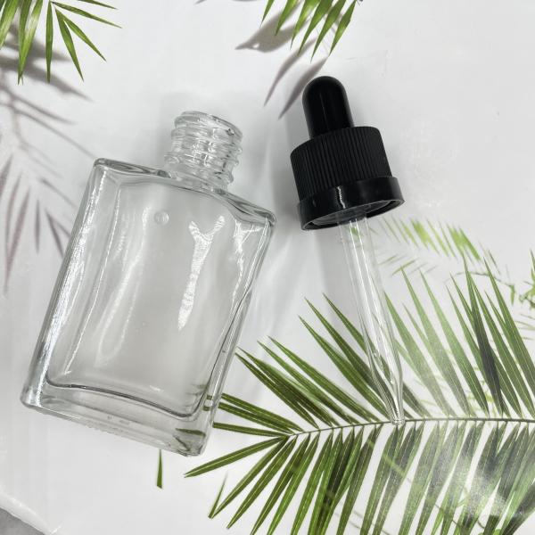 Косметика квадрата 30ml стеклянная разливает крышку по бутылкам капельницы Childproof для масла ухода за волосами