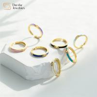 Mulheres coloridas de bronze Diamond Rings Adjustable Narrow Stacking do esmalte 18k