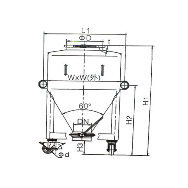 LDT Series Mixing Hoppers Column Type Pharmaceutical Parts For Powder Mixing Transfer