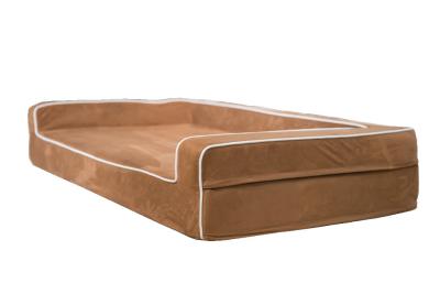 Waterproof Memory Foam Orthopedic Dog Bed , 3 Sided Bolster Memory Foam Dog Crate Bed