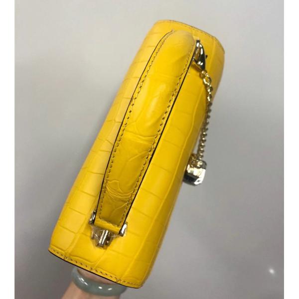 Authentic Crocodile Belly Skin Women Small Orange Purse Lady Chain Handbag Genuine Alligator Leather Female Shoulder Bag