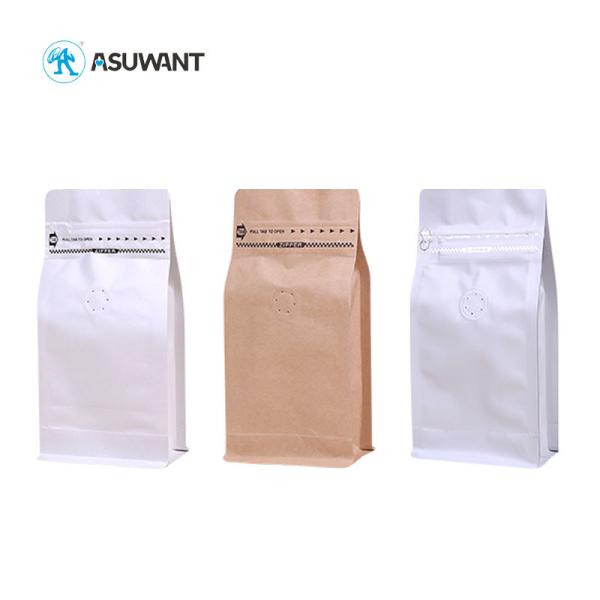 Foil Lined VMPET Flat Bottom Kraft Coffee Bags With Valve